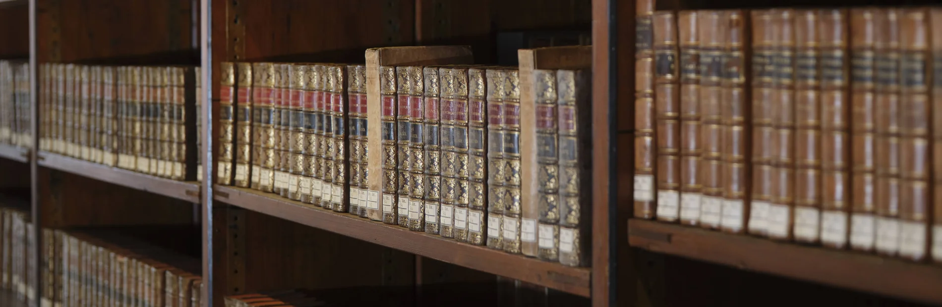 Historische Bücher in Bücherregalen im Heyne-Saal der SUB Göttingen