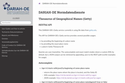 Screenshot zu DARIAH-Normdatendiensten